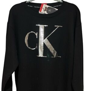 Calvin Klein Jeans Black Sweater with Silver Logo